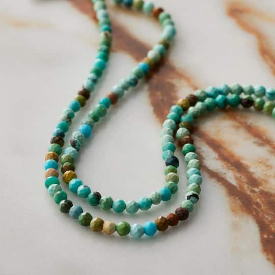 12 Pack: Faceted Turquoise Round Beads, 1.8mm by Bead Landing™